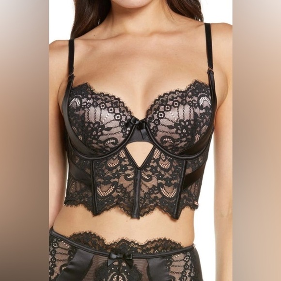 hunkemoller Other - NOIR by HUNKEMOLLER Amelia Black Lace Underwire Demi Long Line Bra size 34B